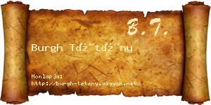 Burgh Tétény névjegykártya